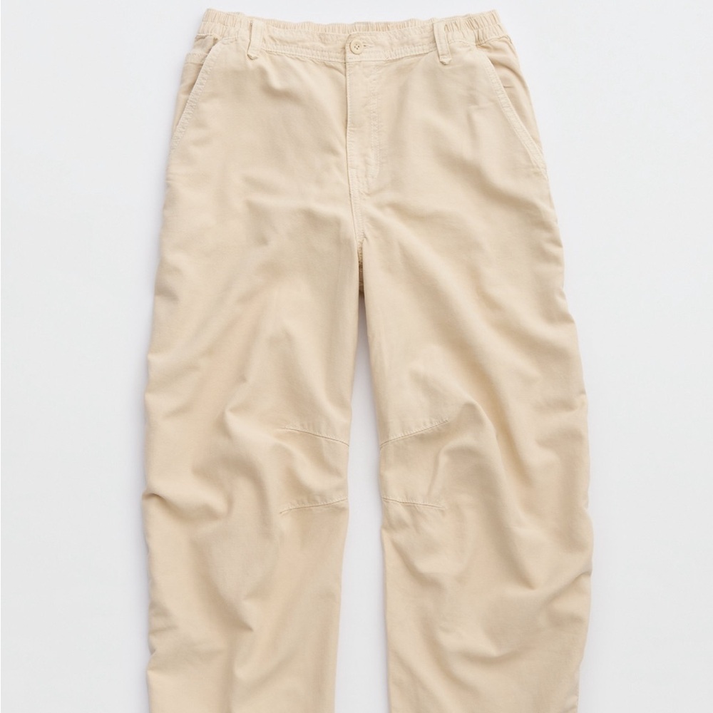 Aerie Barrel Leg Pants Chinos Size Small Cake Batter Cream - Picture 2 of 12